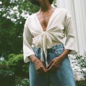 UO Nicole Satin Tie-Front Nylon Boho Top *NWT*